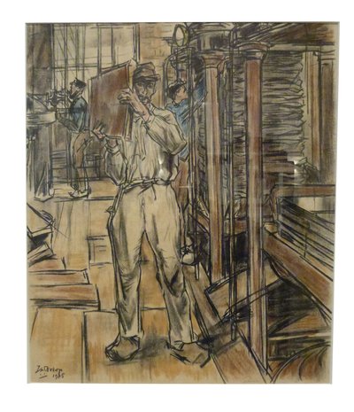 Perserij 1 of the 12 Lithographs Toorop Made About Candle Making by Jan Toorop